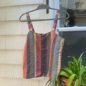 Madewell button front stripped linen tank